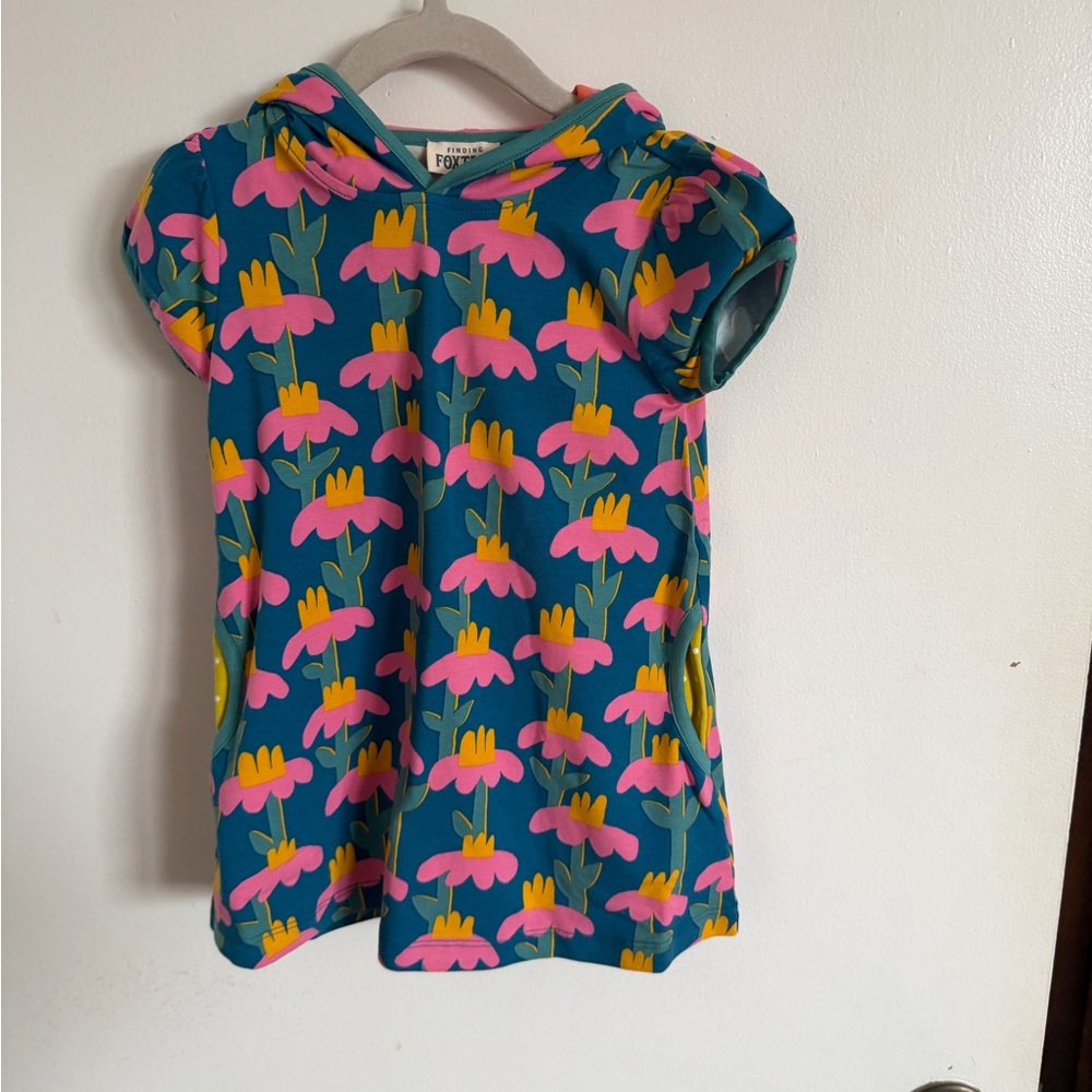 Colorful Floral Kids Hooded Dress